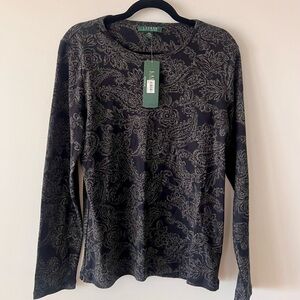 Ralph Lauren Paisley Long Sleeve Top NWT XL